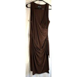 Jones New York Brown Sleeveless Wrap Dress Size 14